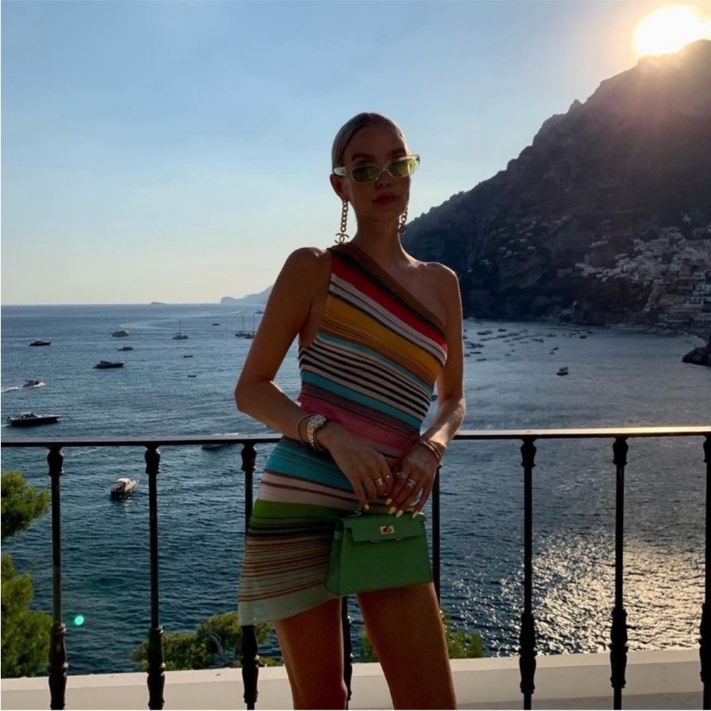 Missoni Multicolor One-Shoulder Striped Knit Mini Dress - Picture 2 of 9